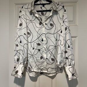 Ann Taylor Factory White and Black Button Down Shirt